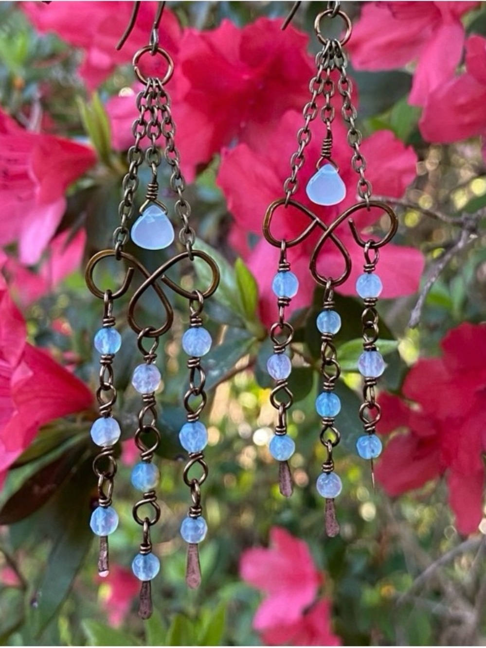 Handcrafted Chalcedony Chandelier Earrings